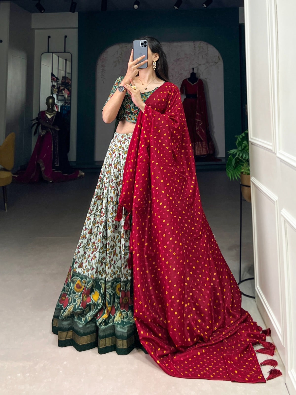 Contemporary Yet Classic Be The Center Of Attention With This Tussar Silk Lehenga