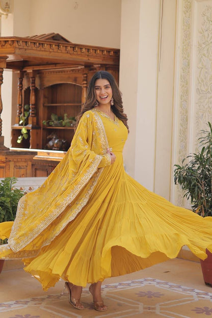 Yellow Color Beautiful Anarakli Gown Buy it now