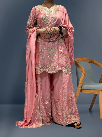 Pink Color Beautiful Plazo Suit For your festival and wedding wear