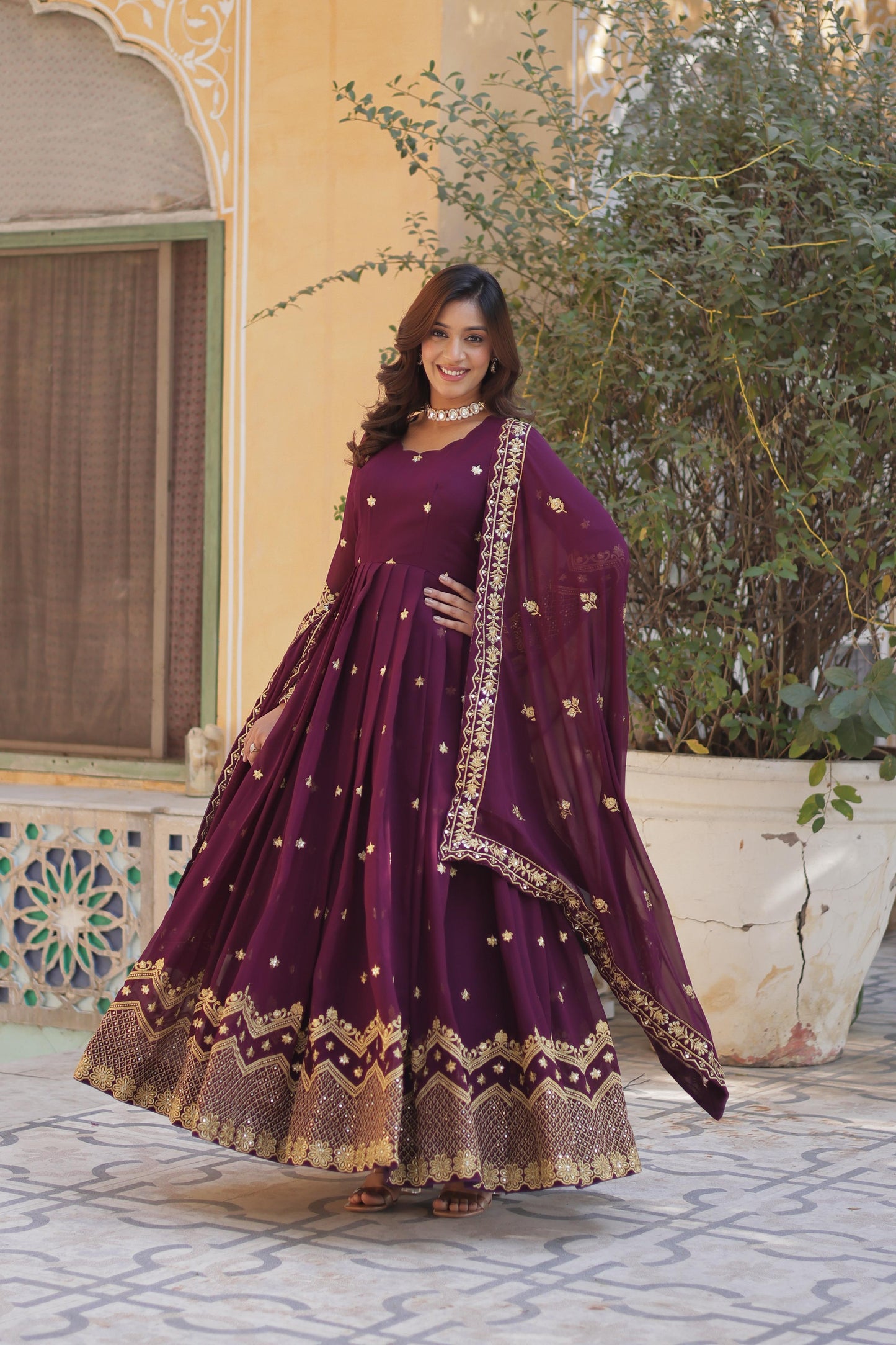 Designer Readymade Gown in  Georgette fabric