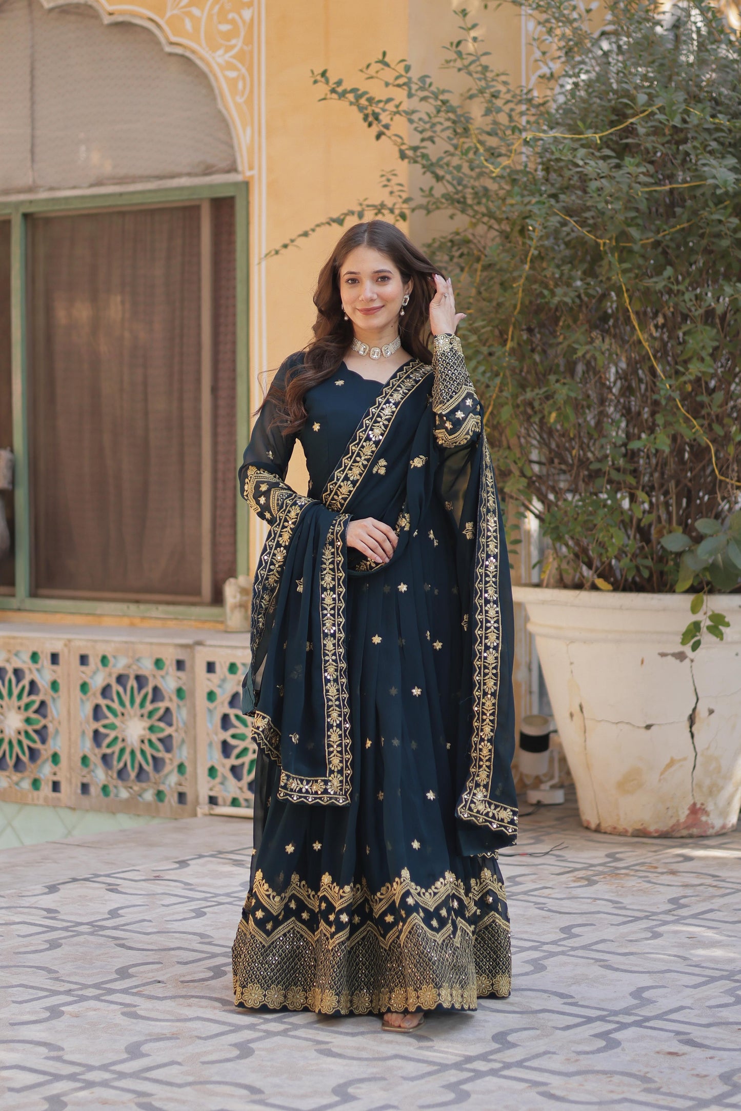 Designer Readymade Gown in  Georgette fabric