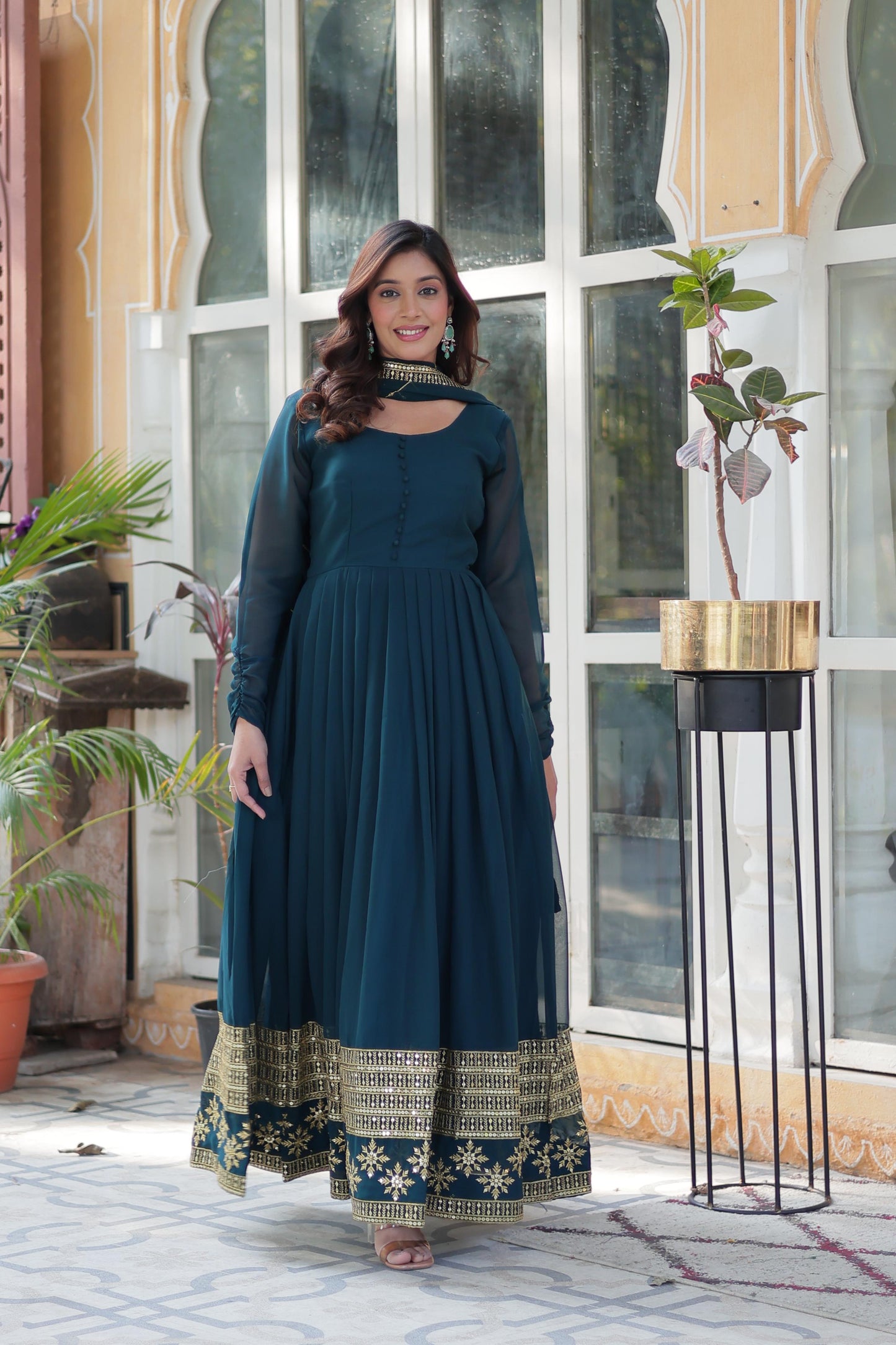 Morpitch Color Anarkali suit In Georgette Fabric Buy it Now