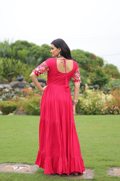 Rani Color Beautiful Gown In Rayon FAbric