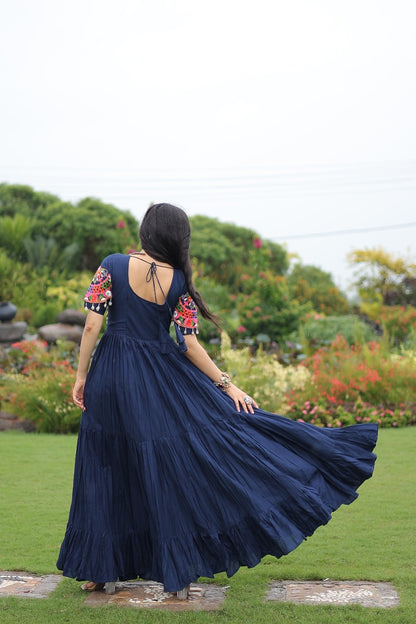 Navy Blue Color Beautiful Gown In Rayon FAbric