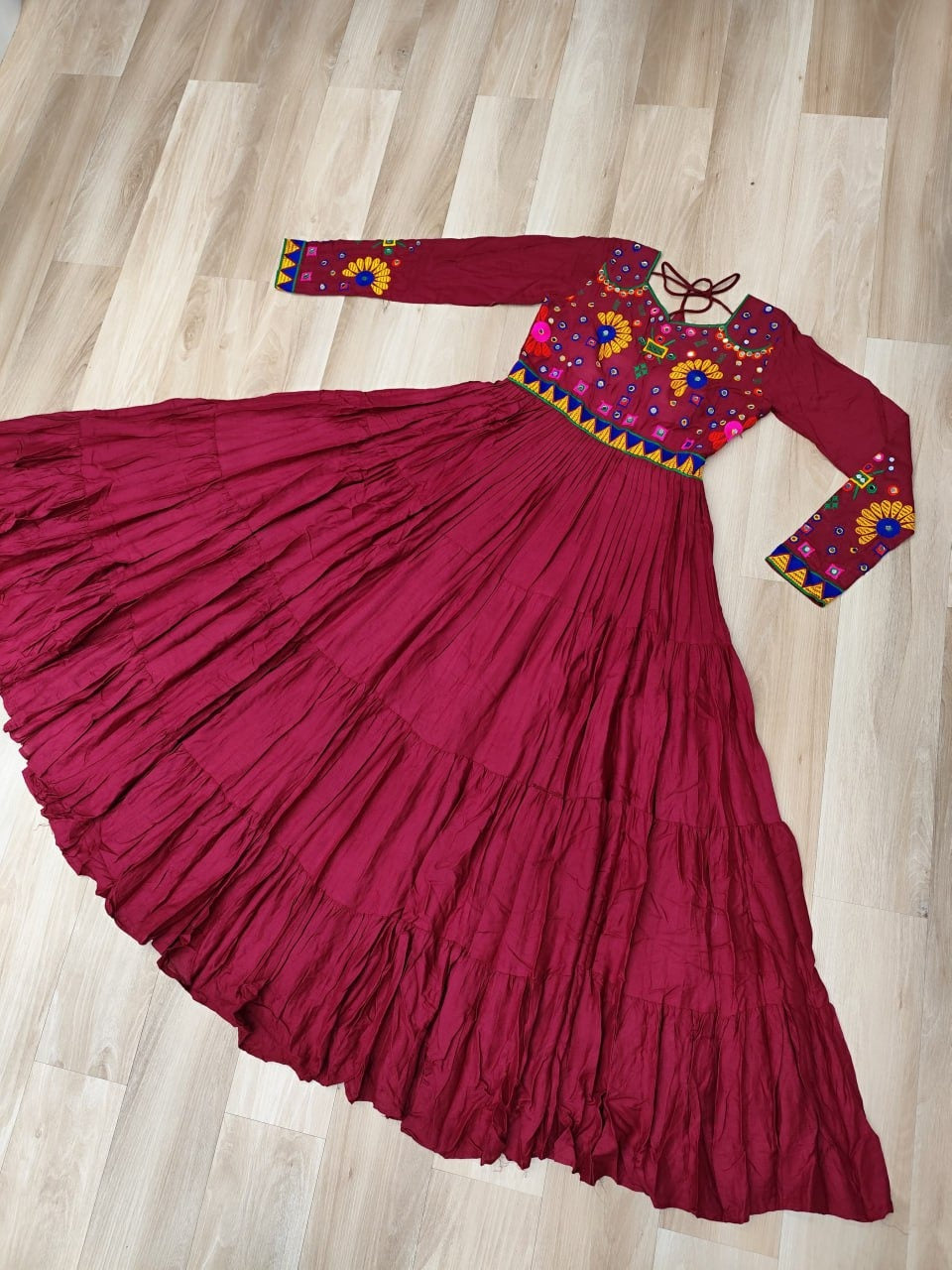Beautiful Gown For navratri in Rayon FAbric with 10 meter flair of gown