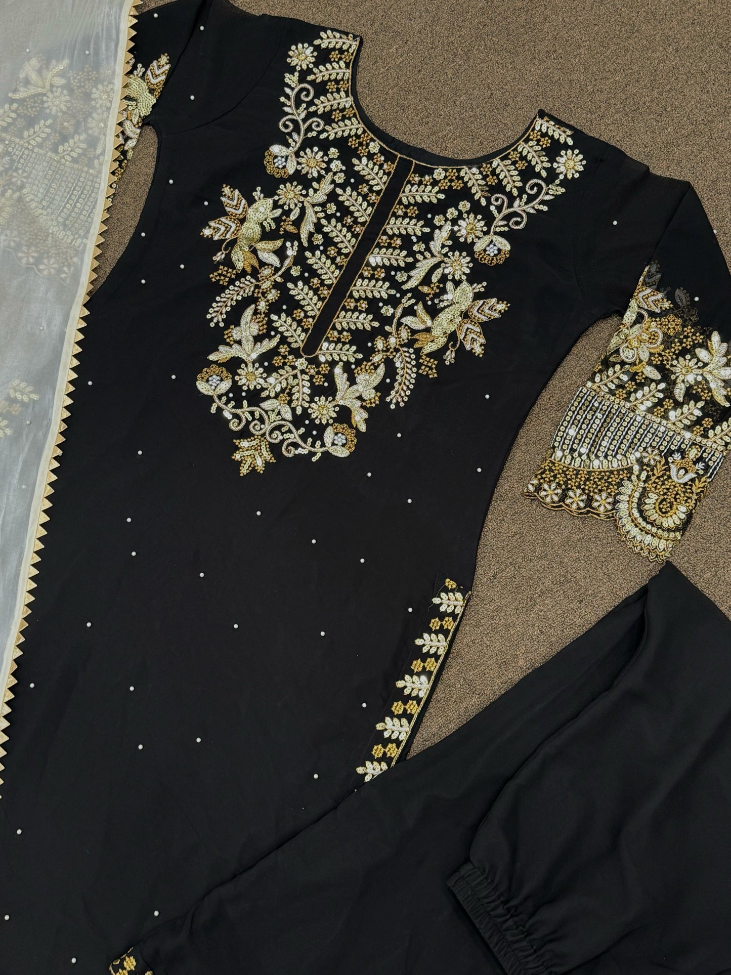 Black Color Beautiful Georgette Fabric Partywear Suit