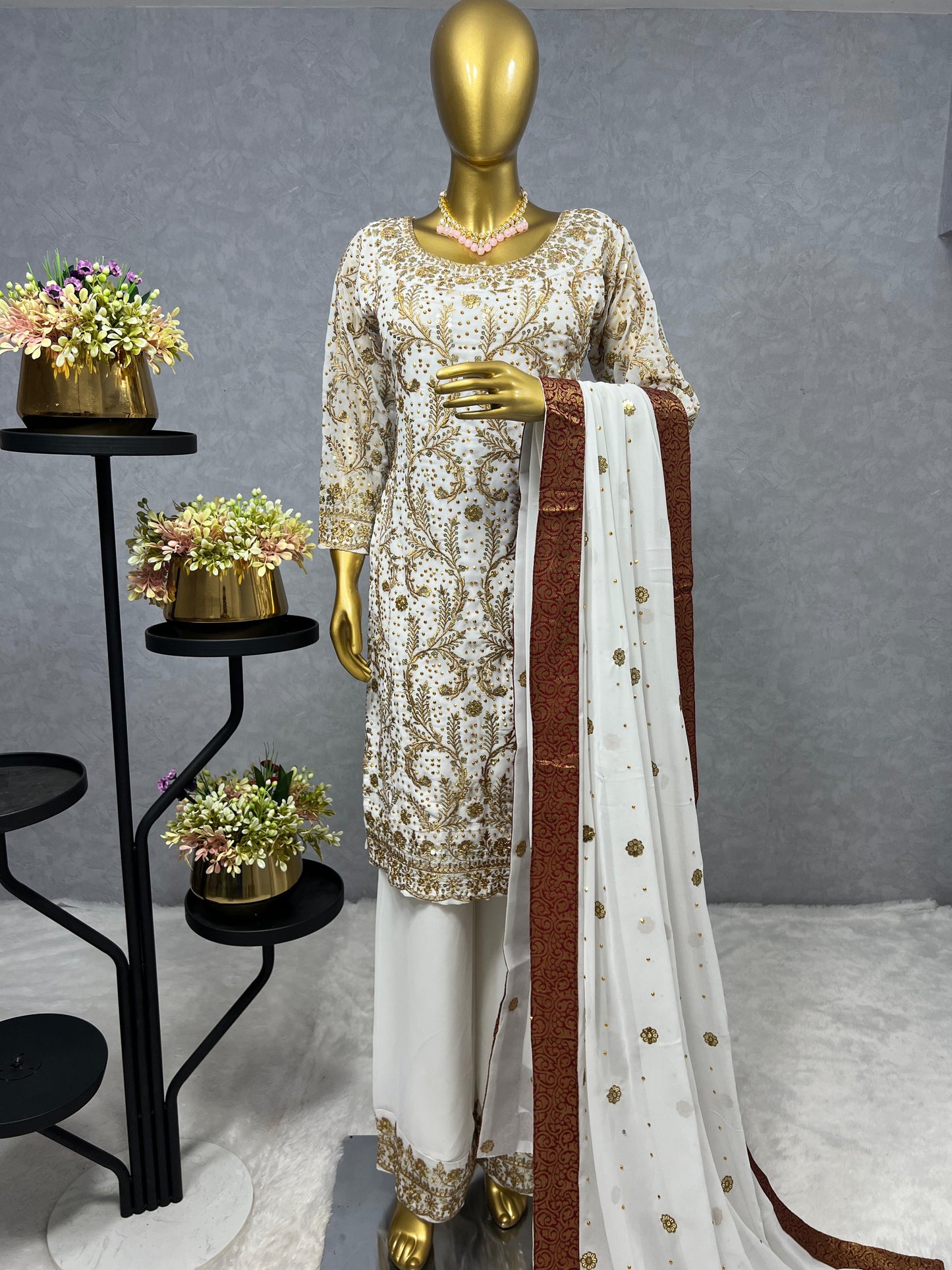 White Color Beautiful Partywear Suit In Georgette Fabric