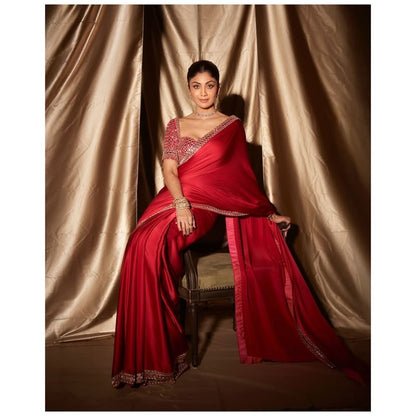 Silk Fabric Beautiful Red Color Saree Buy It now