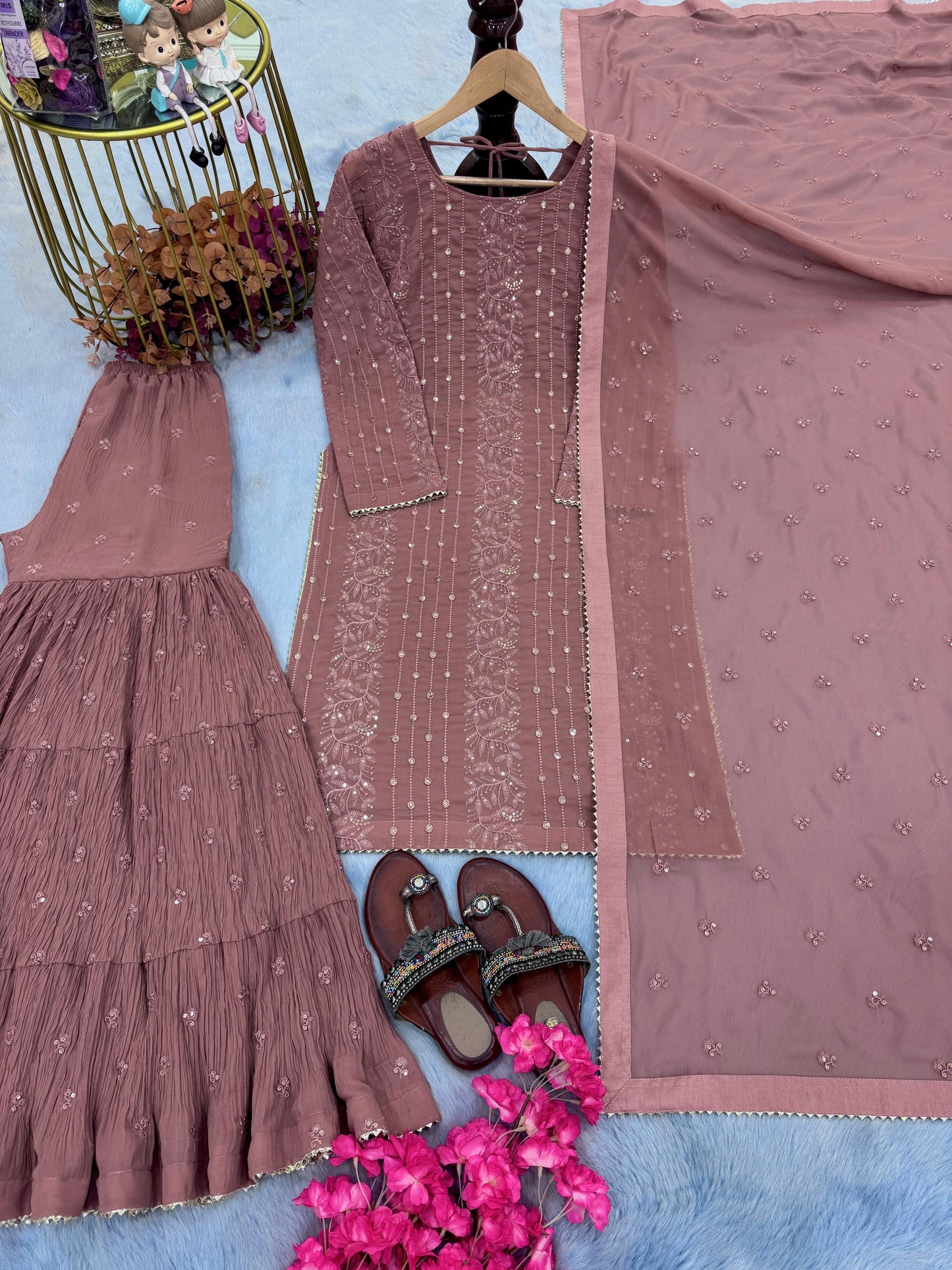 Beautiful Partywear Suit in Peach Color