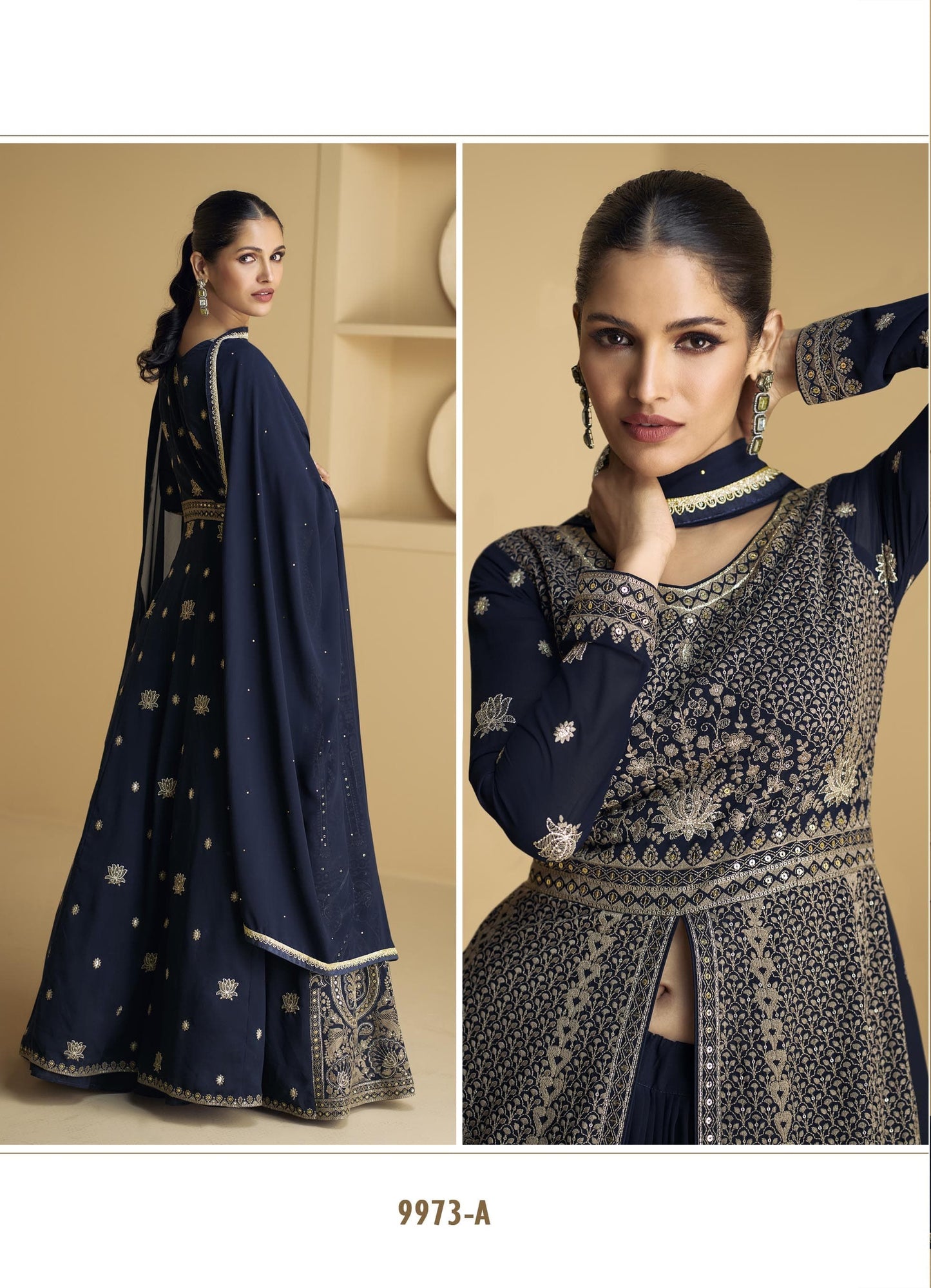 Blue Color Beautiful Anarakli Dress in Georgette Fabric