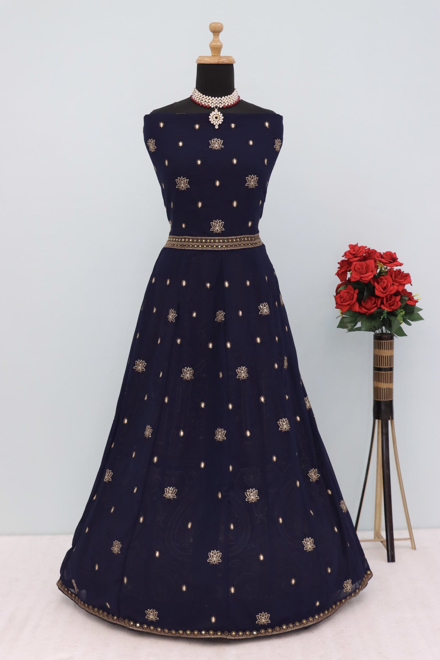 Blue Color Beautiful Anarakli Dress in Georgette Fabric