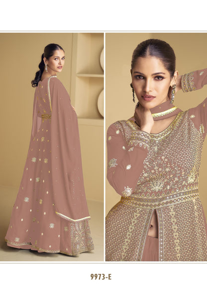 Light Peach Color Beautiful Anarakli Dress in Georgette Fabric