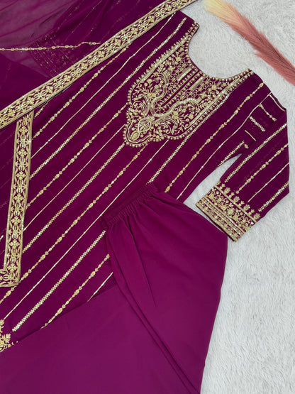 Purple Color Beautiful Partywear Suit