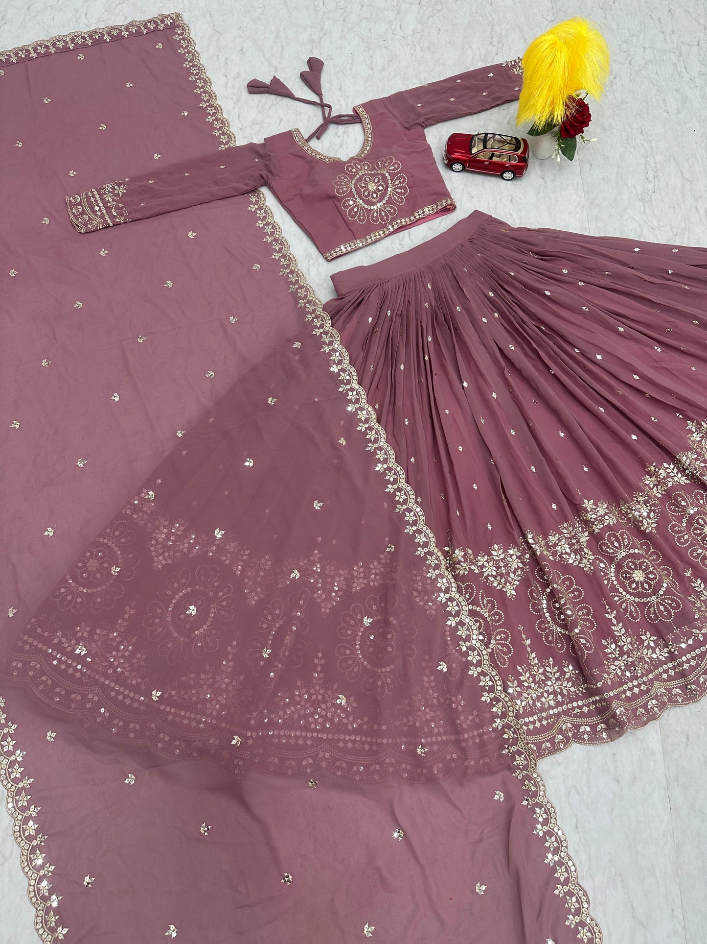 Light Peach Color Beautiful Lehenga Choli In Georgette Fabric