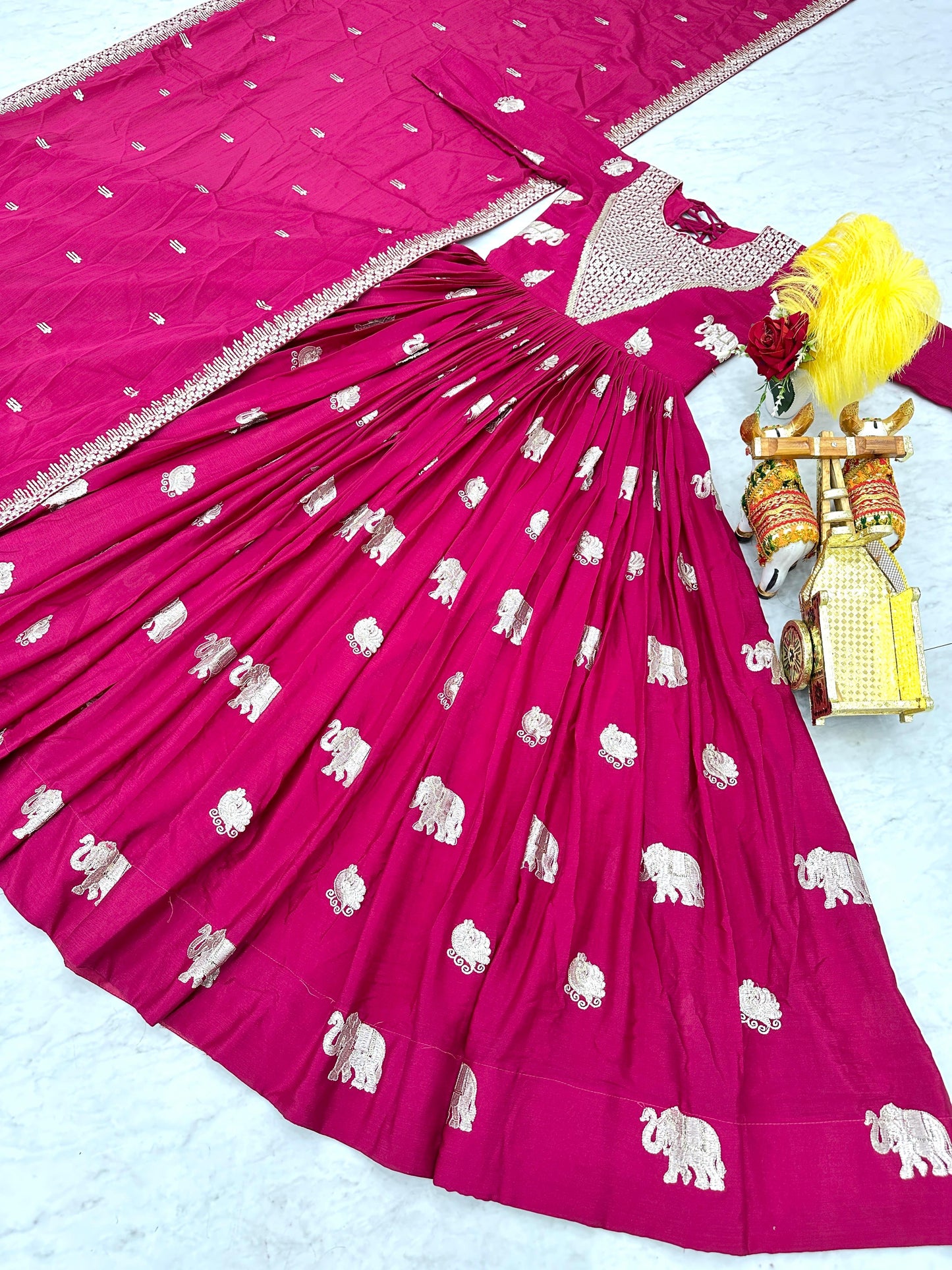 Pink Color Beautiful Anarkali Gown In Gerogette Fabric