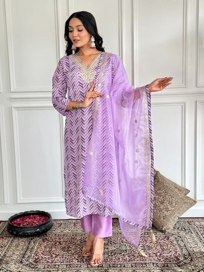 Kurti Dupatta And Bottom Set in Crepe Fabric