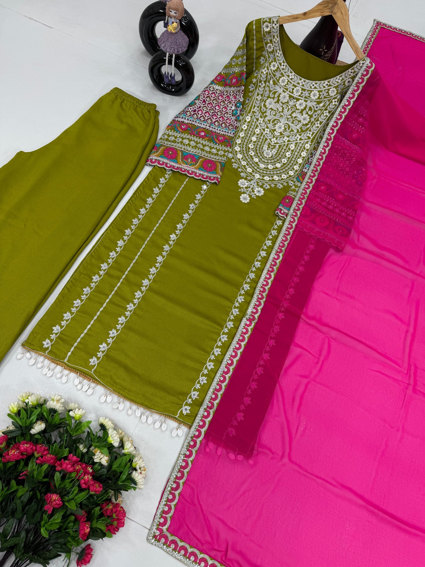 Green Color Beautiful Partywear Designer Suit