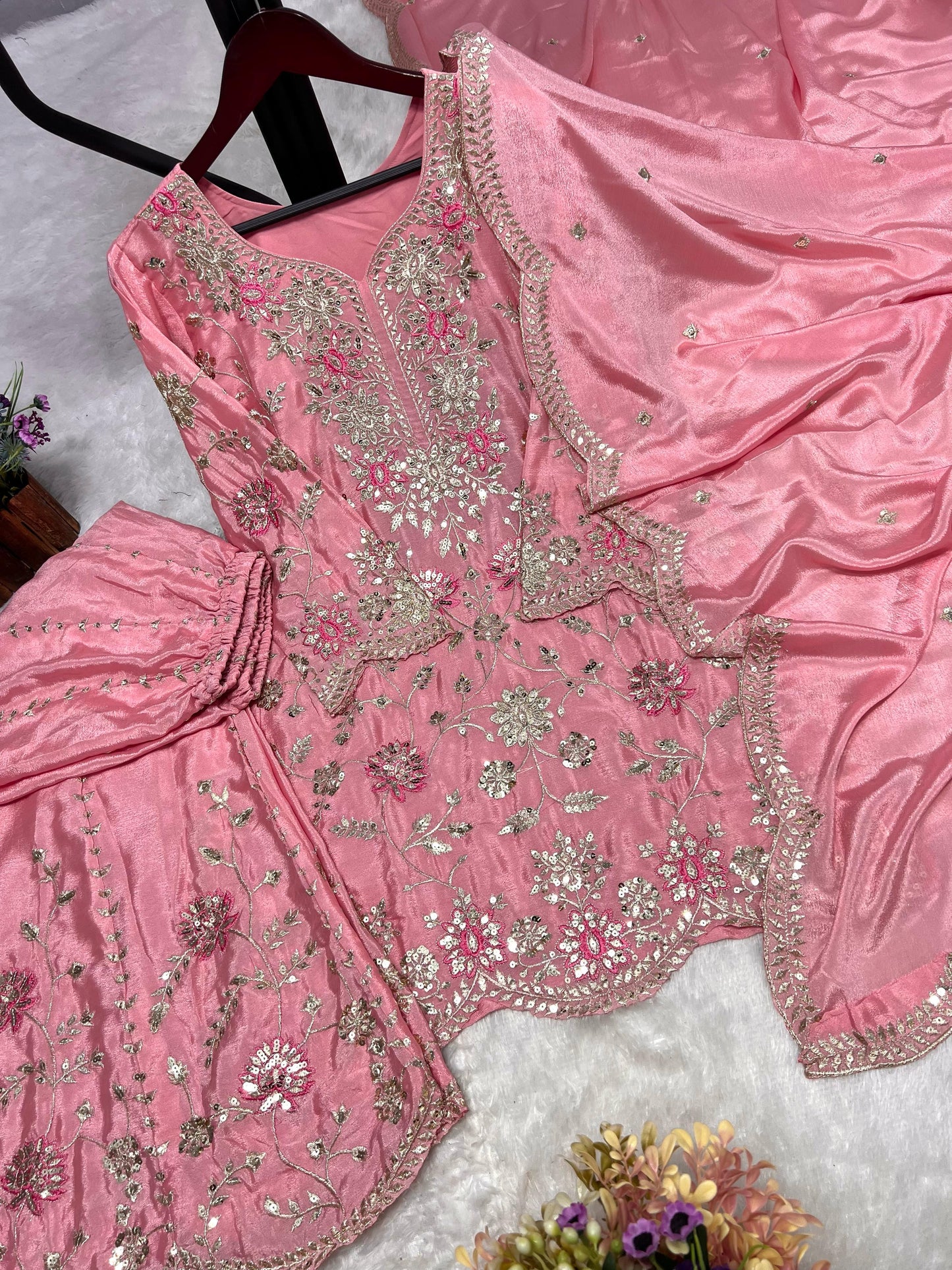 Pink Color Beautiful Plazo Suit For your festival and wedding wear