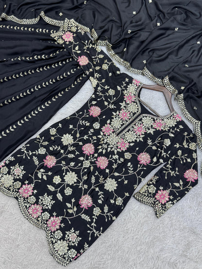 Black Color Beautiful Plazo Suit For your festival and wedding wear