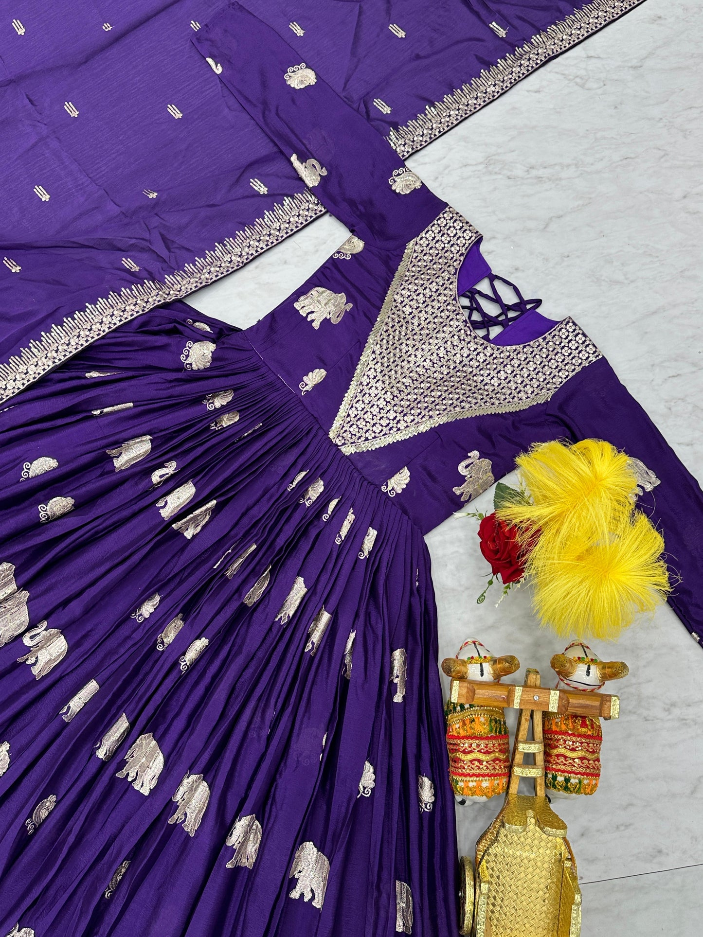 Purple Color Beautiful Anarkali Gown In Gerogette Fabric