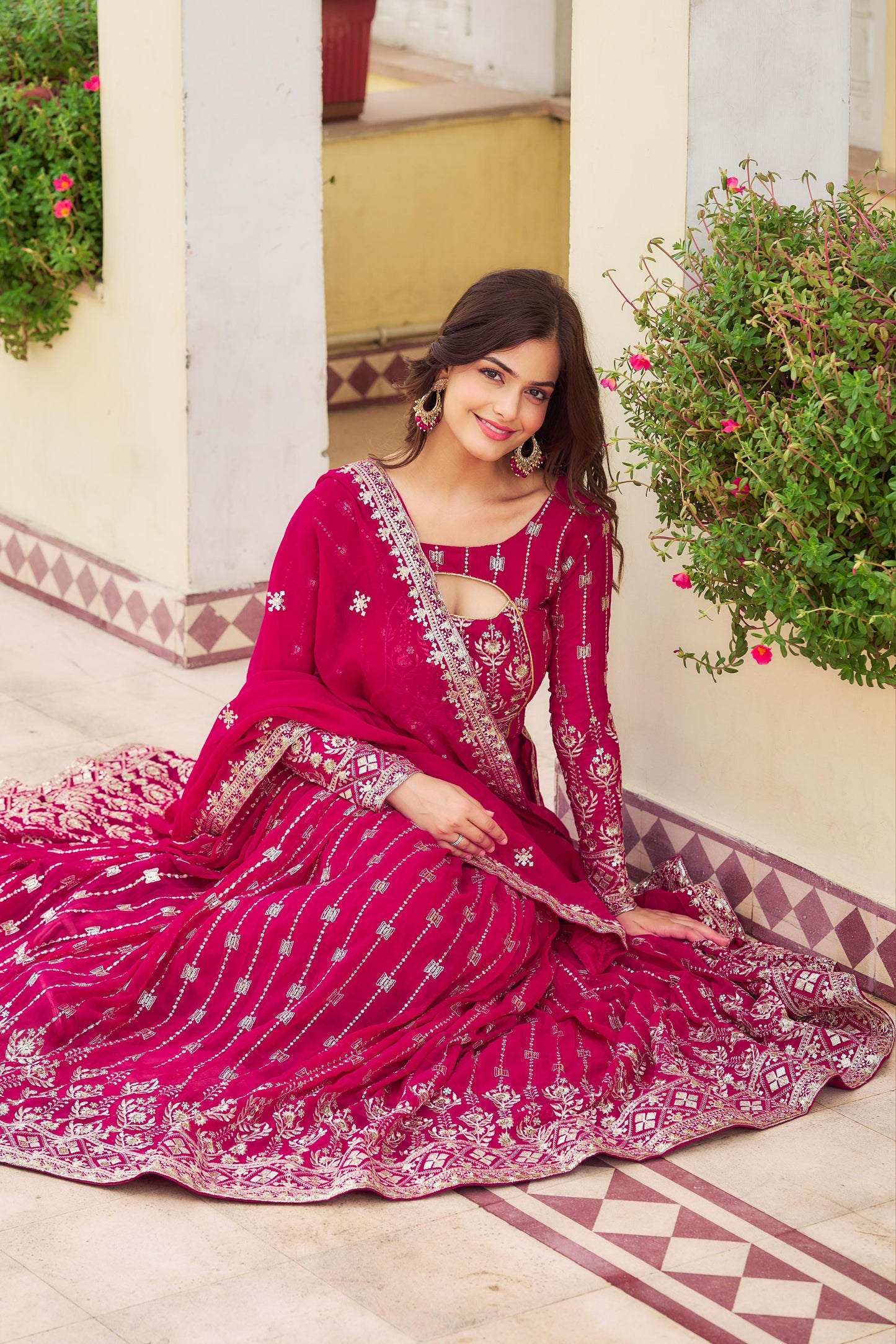 Pink Red Color Lehenga Choli For Wedding Function