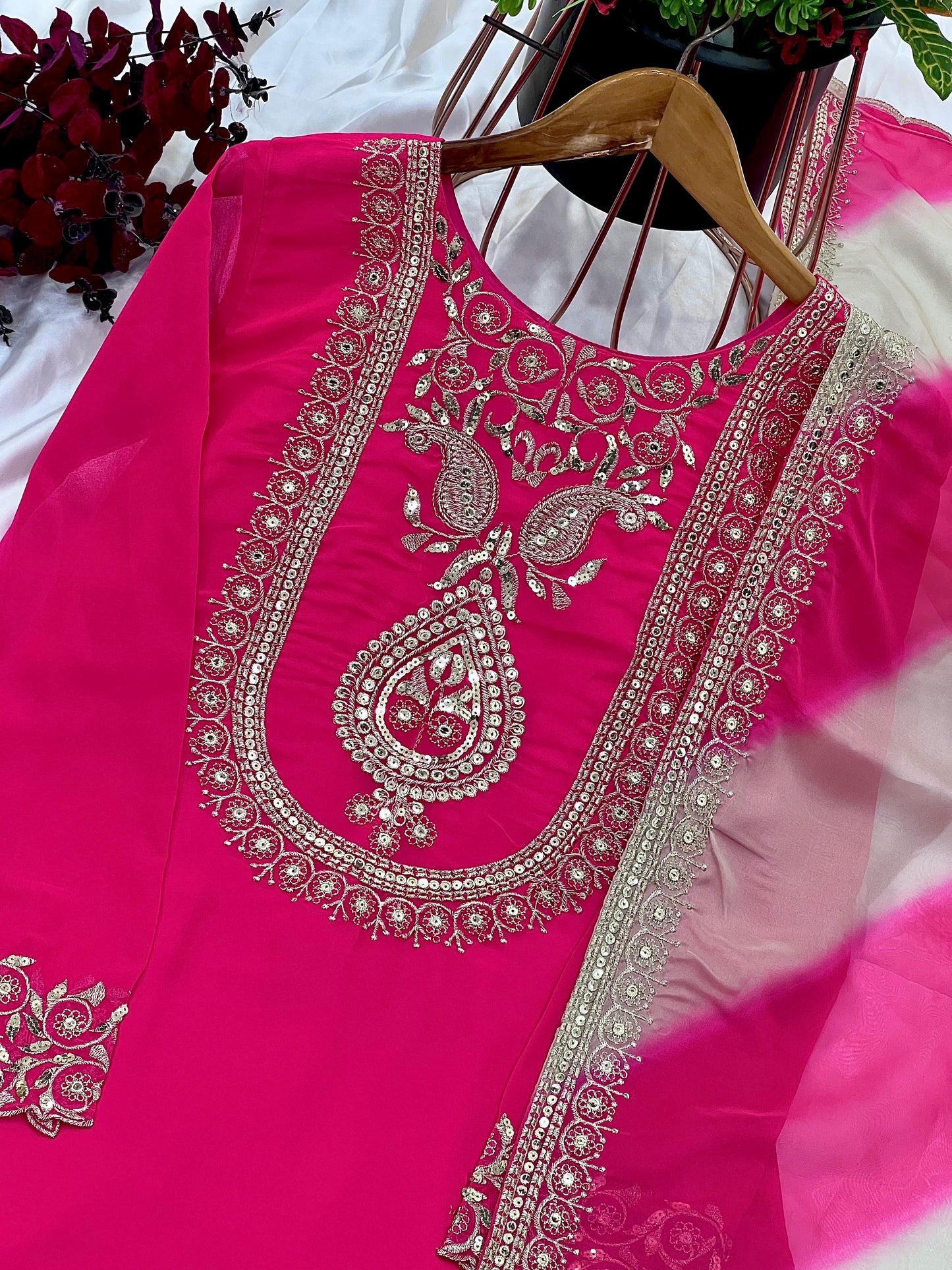 Pink Color Beautiful Sharara Plazo Suit in Georgette Fabric