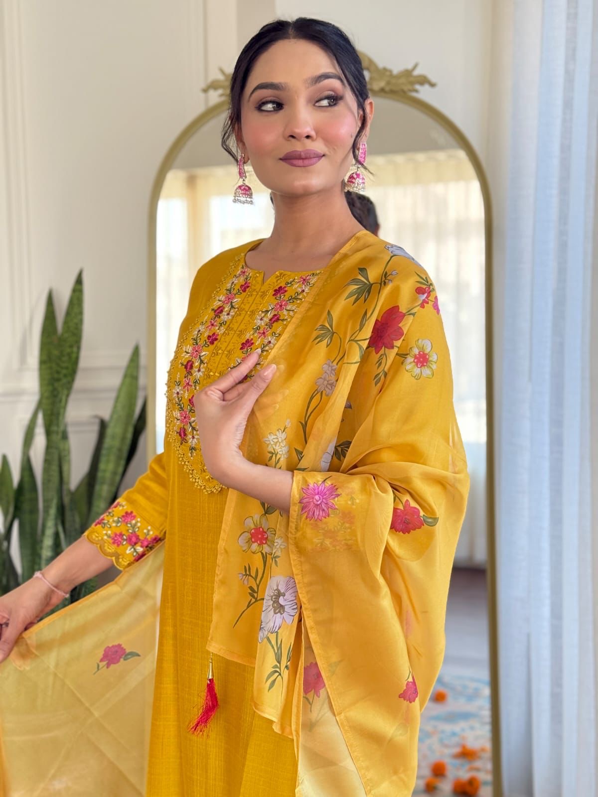 Yellow Color Silk Suit For Small Kitty Party