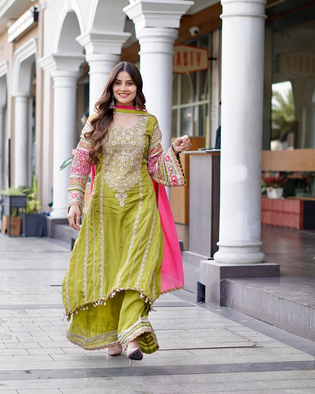 Green Color Beautiful Partywear Designer Suit