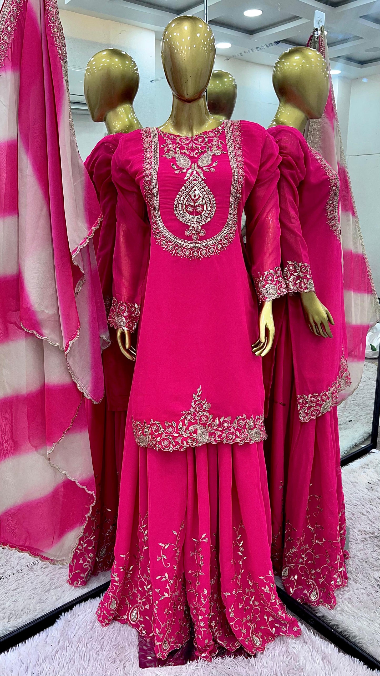 Pink Color Beautiful Sharara Plazo Suit in Georgette Fabric