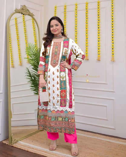 White Color Beautiful Daily Wear Cotton Suit In big Size