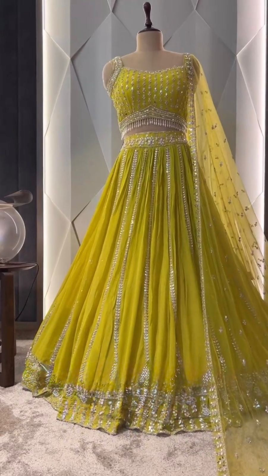 Yellow Color Beautiful Haldi Lehenga Choli in Georgette Fabric