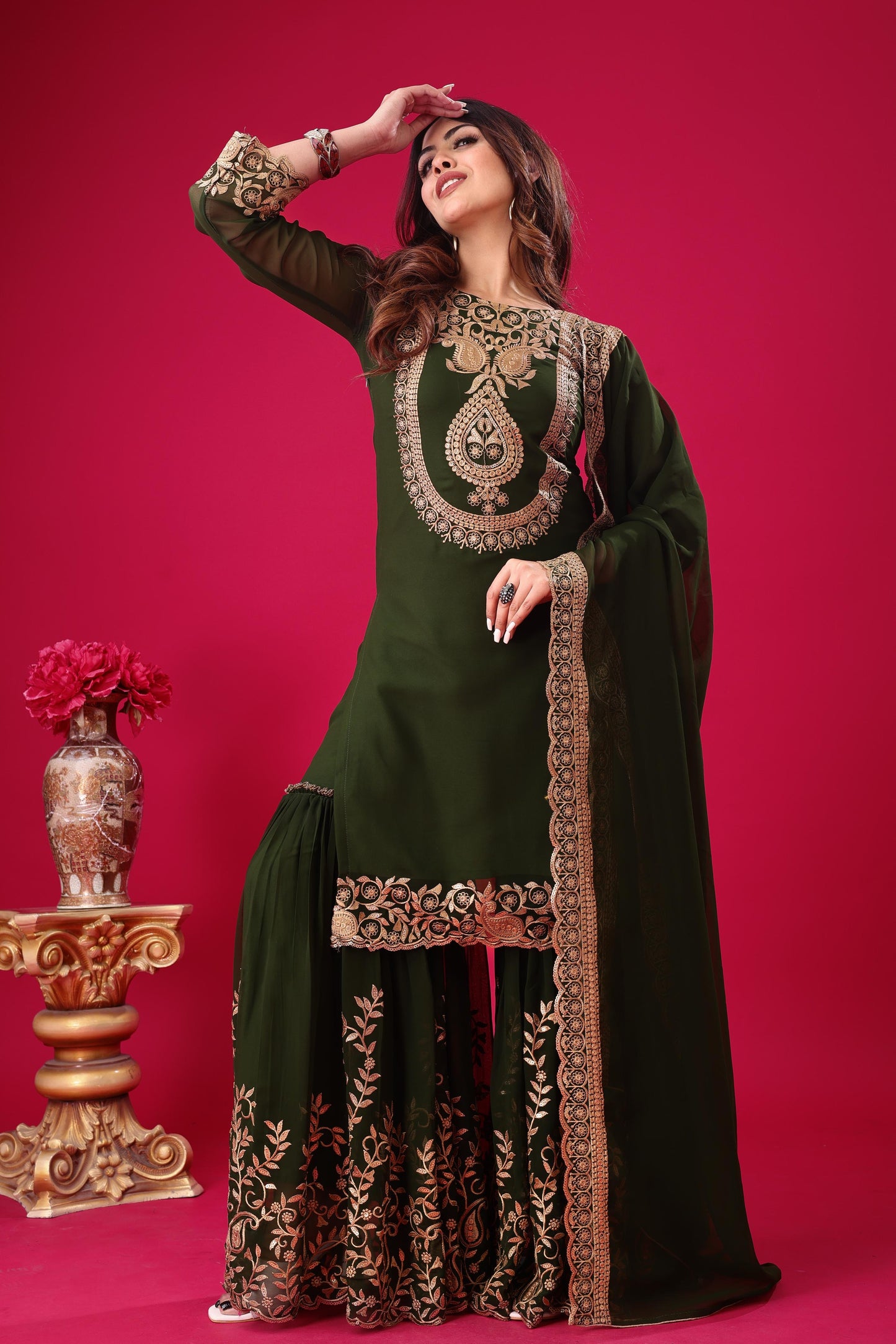 Green Color Beautiful suit for Party Function