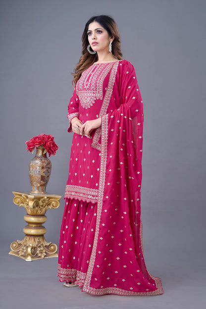 Pink Color Beautiful Partywear Sharara Suit