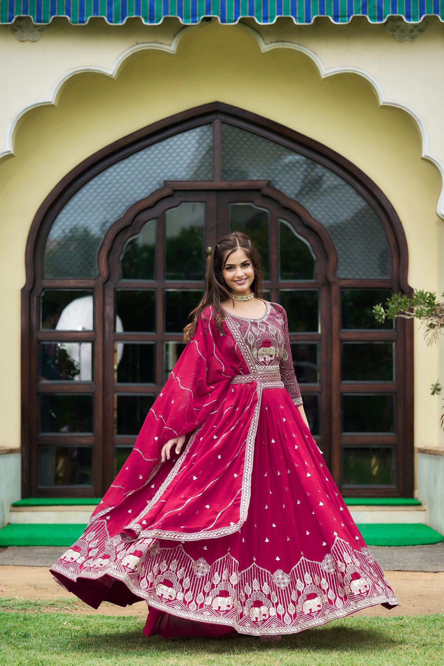 Rani Color Beautiful Lehenga Choli For upcoming function