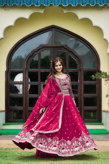 Rani Color Beautiful Lehenga Choli For upcoming function