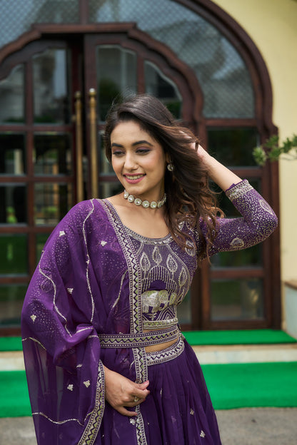 Purple Color Beautiful Lehenga Choli For upcoming function