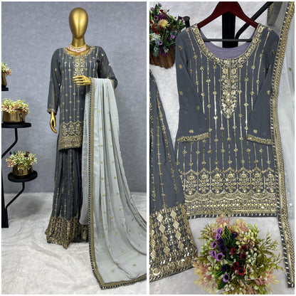 Grey Color Designer Pakistani Suit For Upcoming Festival