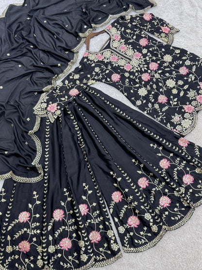 Black Color Beautiful Plazo Suit For your festival and wedding wear