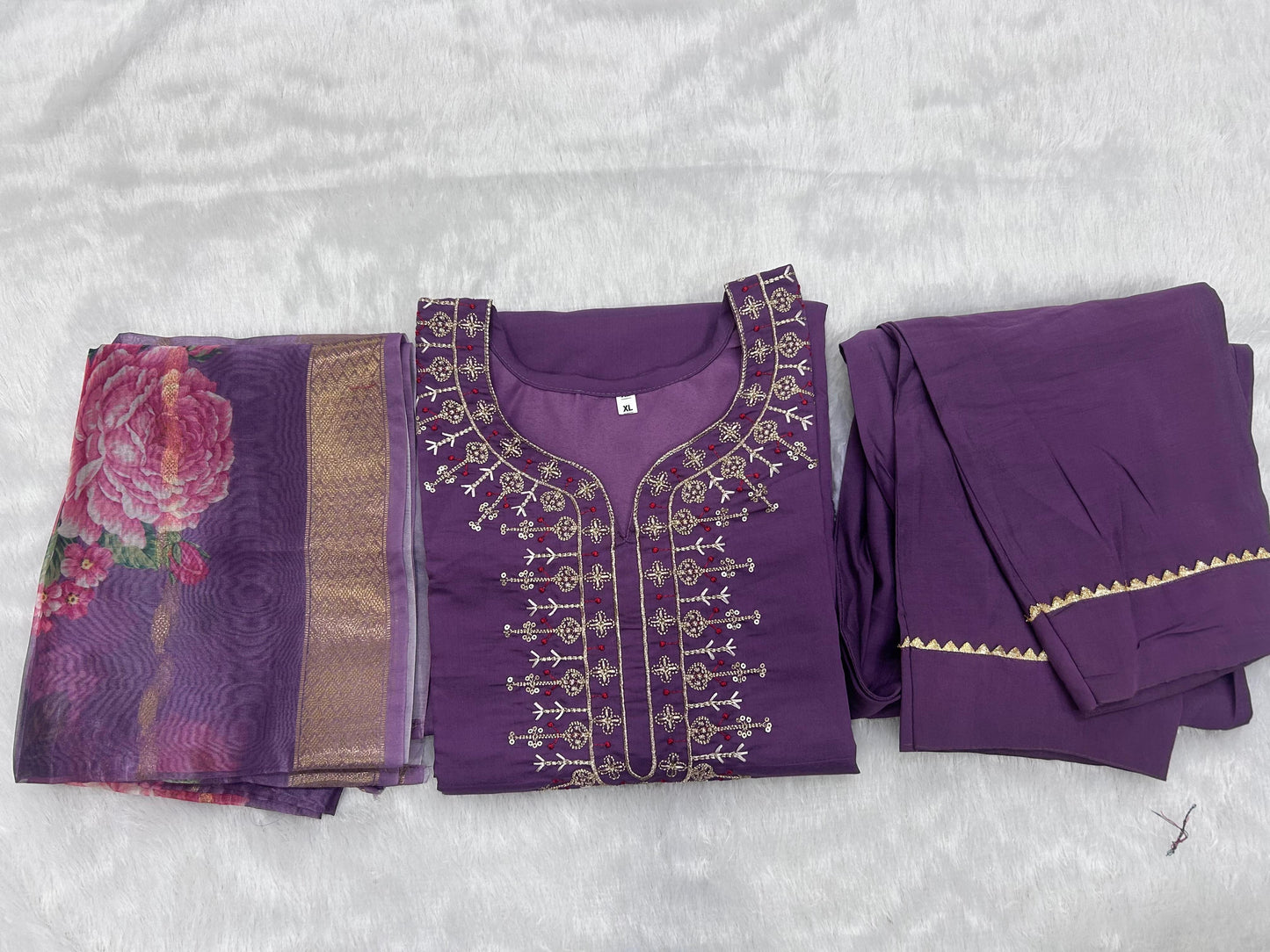 Purple Color Daily Wear Use Kurti Plazo Set