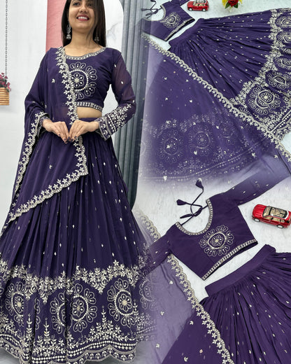 Blue Color Beautiful Lehenga Choli For Upcoming Wedding Function