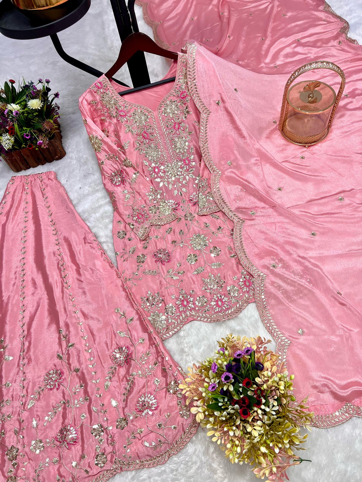 Pink Color Beautiful Plazo Suit For your festival and wedding wear