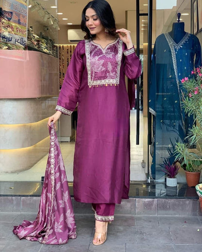 Purple Color Beautiful Daily Wear Kurti Pent Set