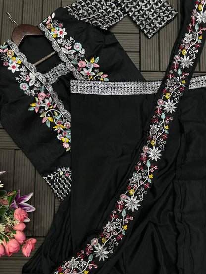 Black Color Trending Party Wear Koti With Sarara Dress