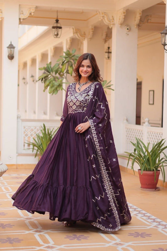 Purple Color Beautiful Anarkali Dress in Georgette Fabric