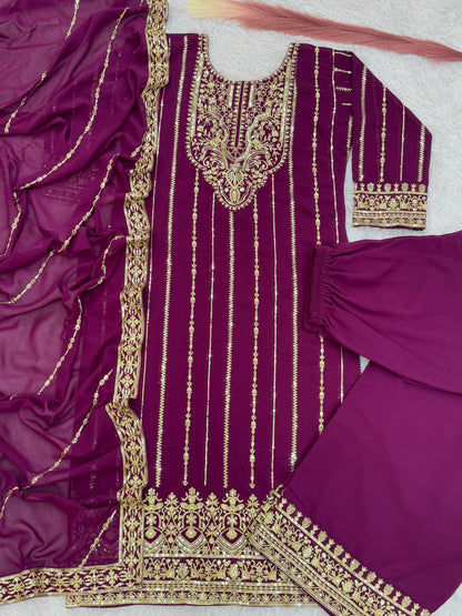 Purple Color Beautiful Partywear Suit