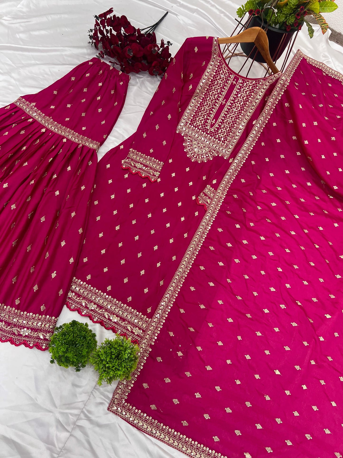 Pink Color Beautiful Partywear Sharara Suit