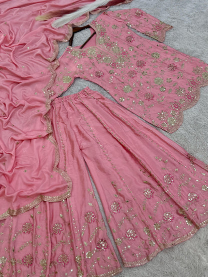 Pink Color Beautiful Plazo Suit For your festival and wedding wear