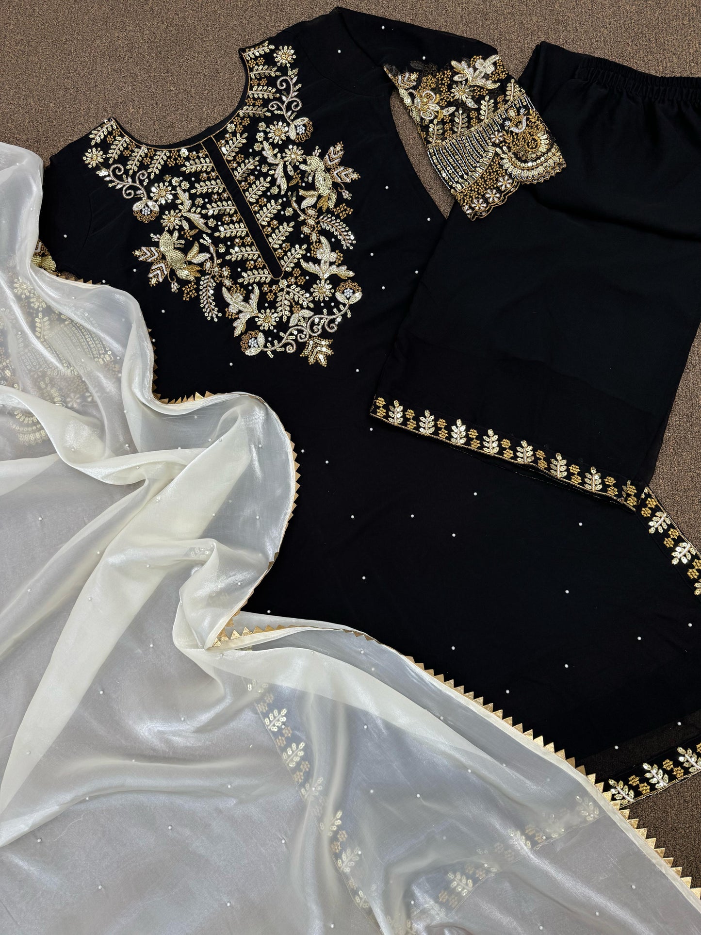 Black Color Beautiful Georgette Fabric Partywear Suit