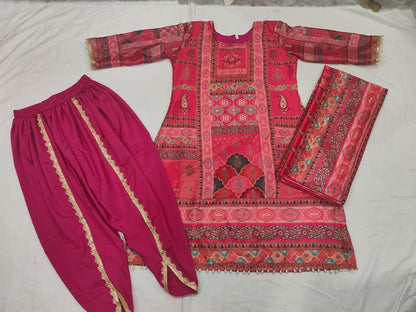 Dhoti Style Kurti Dress Set in Chinon Fabric