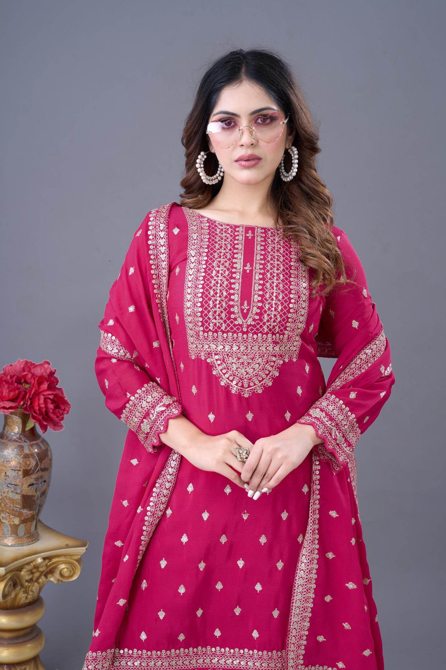 Pink Color Beautiful Partywear Sharara Suit